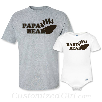 Matching Father and Son Onesies - Papa Bear and Baby Bear