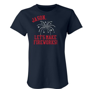 Lets Make Fireworks Junior Fit Bella Crewneck Jersey Tee