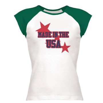 Made in the USA Junior Fit Bella 1x1 Rib Ringer Tee