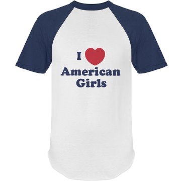 I Love American Girls Unisex Anvil Ringer Tee