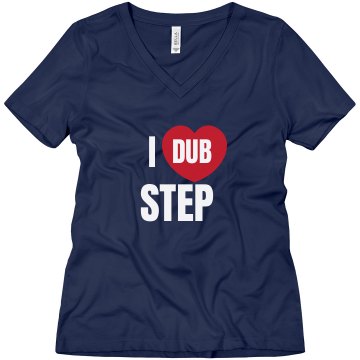 I Heart Dub Step Misses Relaxed Fit Anvil V-Neck Tee