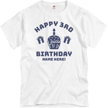 Happy 3rd Birthday Tim Unisex Basic Gildan Heavy Cotton Crew Neck Tee