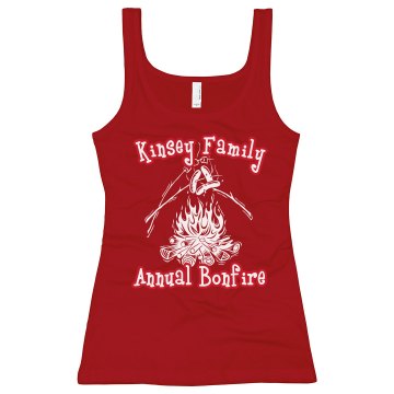 Kinsey Family Bonfire Junior Fit Bella Longer Length 1x1 Rib Tank Top