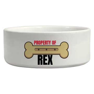 Property Of Rex Ceramic Pet Bowl