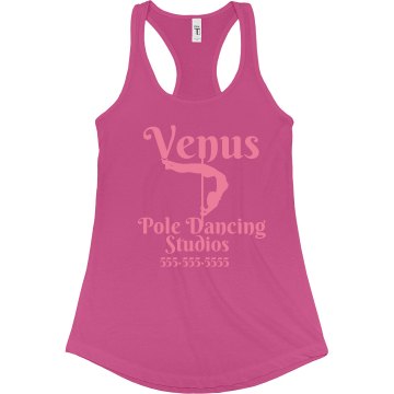 Venus Pole Dancing Studio Junior Fit Bella Sheer Longer Length Rib Racerback Tank Top