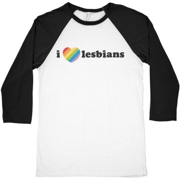 I Heart Lesbians Junior Fit Bella 1x1 Rib Ringer Tee