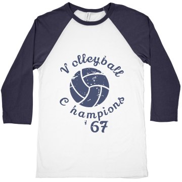 Volleyball Champions '67 Junior Fit Bella 1x1 Rib Ringer Tee