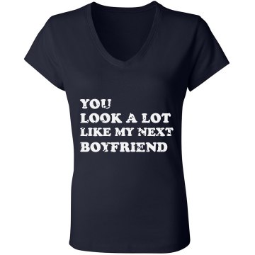 Like My Next Boyfriend Junior Fit Bella V-Neck Jersey Tee