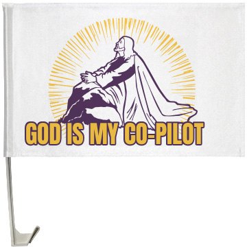 God Is My Co-Pilot One-Sided Driver Side Car Flag