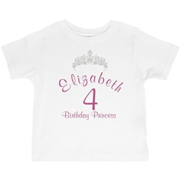 4th Bithday Princess Toddler Basic Gildan Ultra Cotton Crew Neck Tee