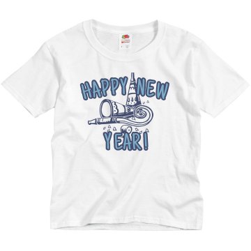 Happy New Year Tee Youth Basic Gildan Ultra Cotton Crew Neck Tee