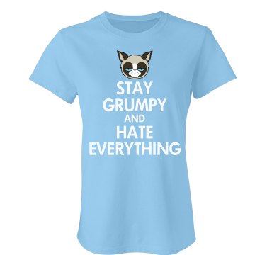 Keep Calm Grumpy Cat Junior Fit American Apparel Fine Jersey Tee