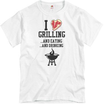 I Love Grilling Unisex Basic Gildan Heavy Cotton Crew Neck Tee