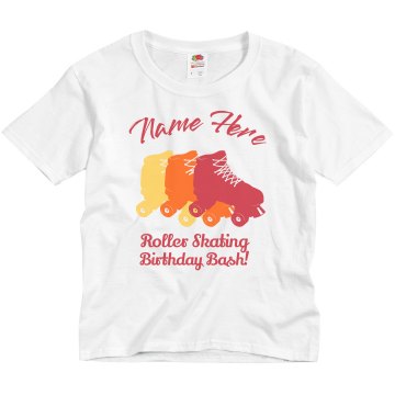 Roller Skating Birthday Youth Basic Gildan Ultra Cotton Crew Neck Tee