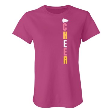 Cheer Side Print Tee Junior Fit Bella Sheer Longer Length Rib Tee