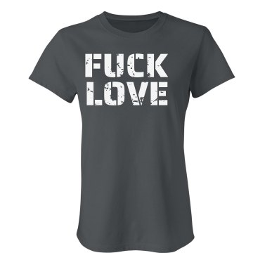 Distressed Fuck Love Junior Fit Bella Crewneck Jersey Tee