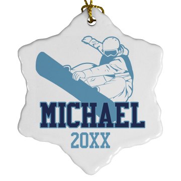 Snowboarding Ornament Porcelain Snowflake Ornament