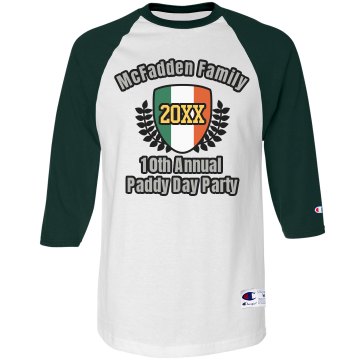 Paddy Day Party Tee Unisex Anvil 3/4 Sleeve Raglan Baseball Tee