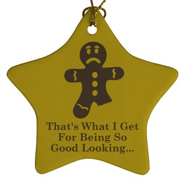 Gingerbread Ornament Porcelain Star Ornament