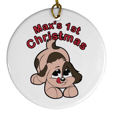 Dog's 1st Christmas Porcelain Circle Ornament