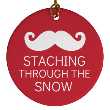 Staching Through The Snow Porcelain Circle Ornament
