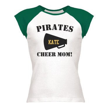 Kate's Pirates Cheer Mom Junior Fit Bella 1x1 Rib Ringer Tee