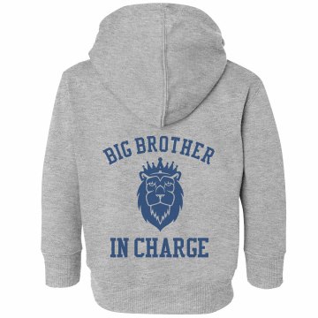 Big Brother In Charge Toddler Rabbit Skins Hooded Full-Zip Sweatshirt