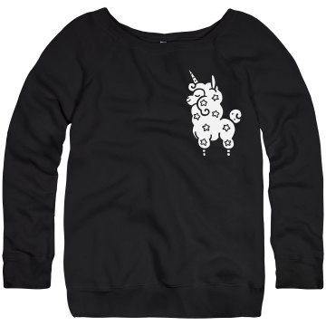 Chest Unicorn Rhinestone Junior Fit Bella Triblend Slouchy Wideneck Sweatshirt