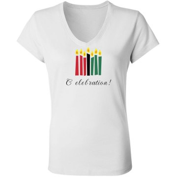 A Kwanzaa Celebration Junior Fit Bella Long Sleeve Sheer Longer Length Rib V-Neck Tee