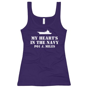 My Heart's In The Navy Junior Fit Bella Sheer Longer Length Rib Tank Top