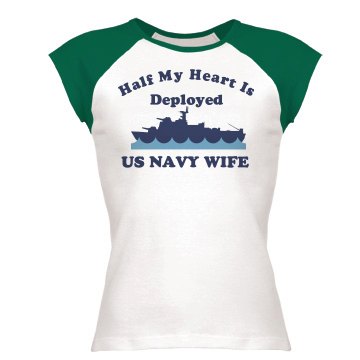 US Navy Wife Junior Fit Bella 1x1 Rib Ringer Tee