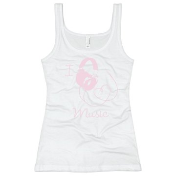 I Love Music Junior Fit Bella Sheer Longer Length Rib Strap Tank Top