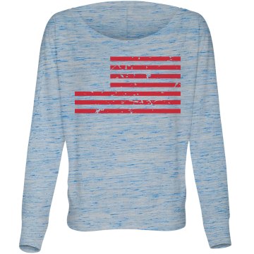 Rebel Yell Distressed Misses Bella Flowy Lightweight Relaxed Dolman Tee