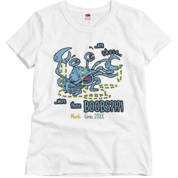 Mardi Gras Blue Crab Misses Relaxed Fit Basic Gildan Heavy Cotton Tee