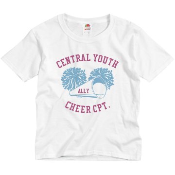Cheer Captain Youth Basic Gildan Ultra Cotton Crew Neck Tee