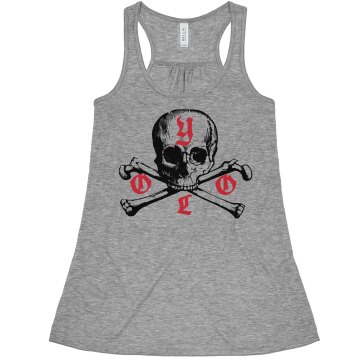 YOLO Skull Fashion Tee Misses Bella Flowy Boxy Lightweight Crop Tank