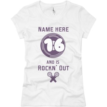 Rockn' Out 16 Birthday Junior Fit Basic Bella Favorite Tee
