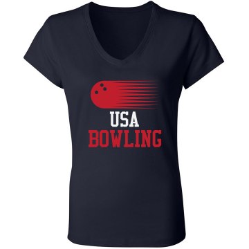 USA Bowling Junior Fit Bella V-Neck Jersey Tee