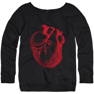 Vintage Heart Design Junior Fit Bella Triblend Slouchy Wideneck Sweatshirt