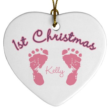 Kelly's 1st Christmas Porcelain Heart Ornament