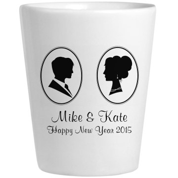 Couple's New Year's Shot Ceramic Shotglass