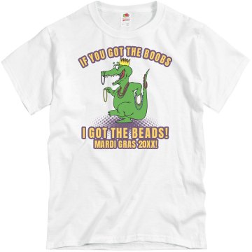 Mardi Gras Boob & Beads Unisex Basic Gildan Heavy Cotton Crew Neck Tee