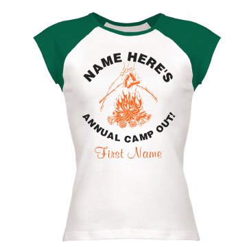 The Jones' Camp Out Junior Fit Bella 1x1 Rib Ringer Tee