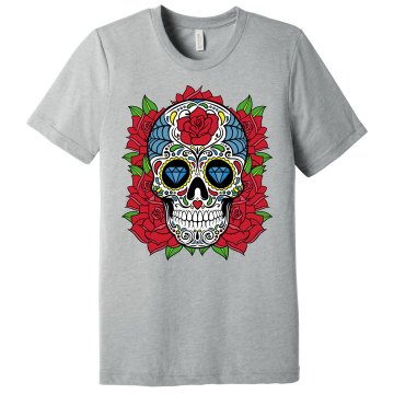 Day of Dead Sugar Skull Unisex Canvas Triblend Tee