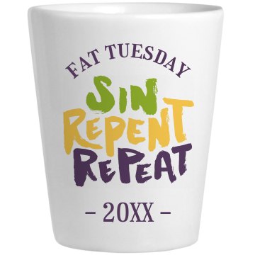 Mardi Gras Fat Shot Ceramic Shotglass