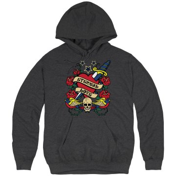 Eternal Love Skull Hoodie Unisex Hanes Ultimate Cotton Heavyweight Hoodie