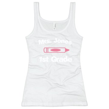 1st Grade Teacher Tank Junior Fit Bella Longer Length 1x1 Rib Tank Top