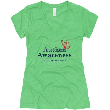 Believe In A Cure Junior Fit Bella 1x1 Rib V-Neck Tee
