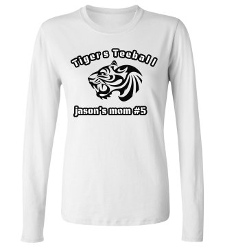 Tigers Teeball Junior Fit Bella Long Sleeve Crewneck Jersey Tee