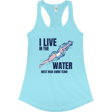 Swim Team Water Tank Junior Fit Bella Sheer Longer Length Rib Racerback Tank Top